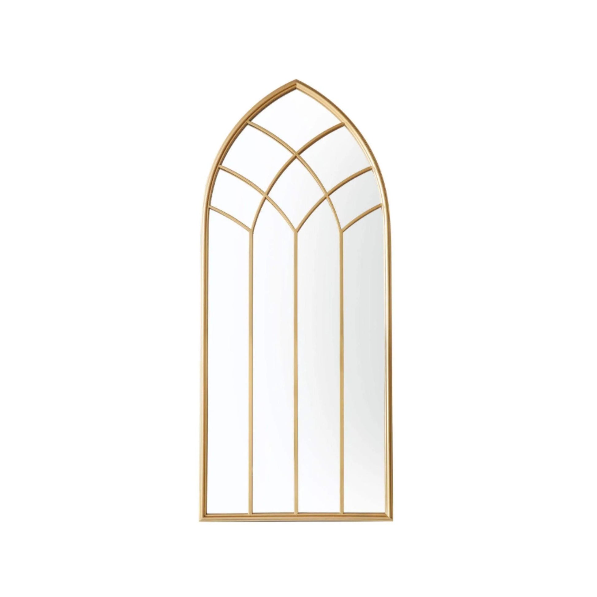 Tall Gold Arched Outdoor Garden Wall Mirror - The Farthing