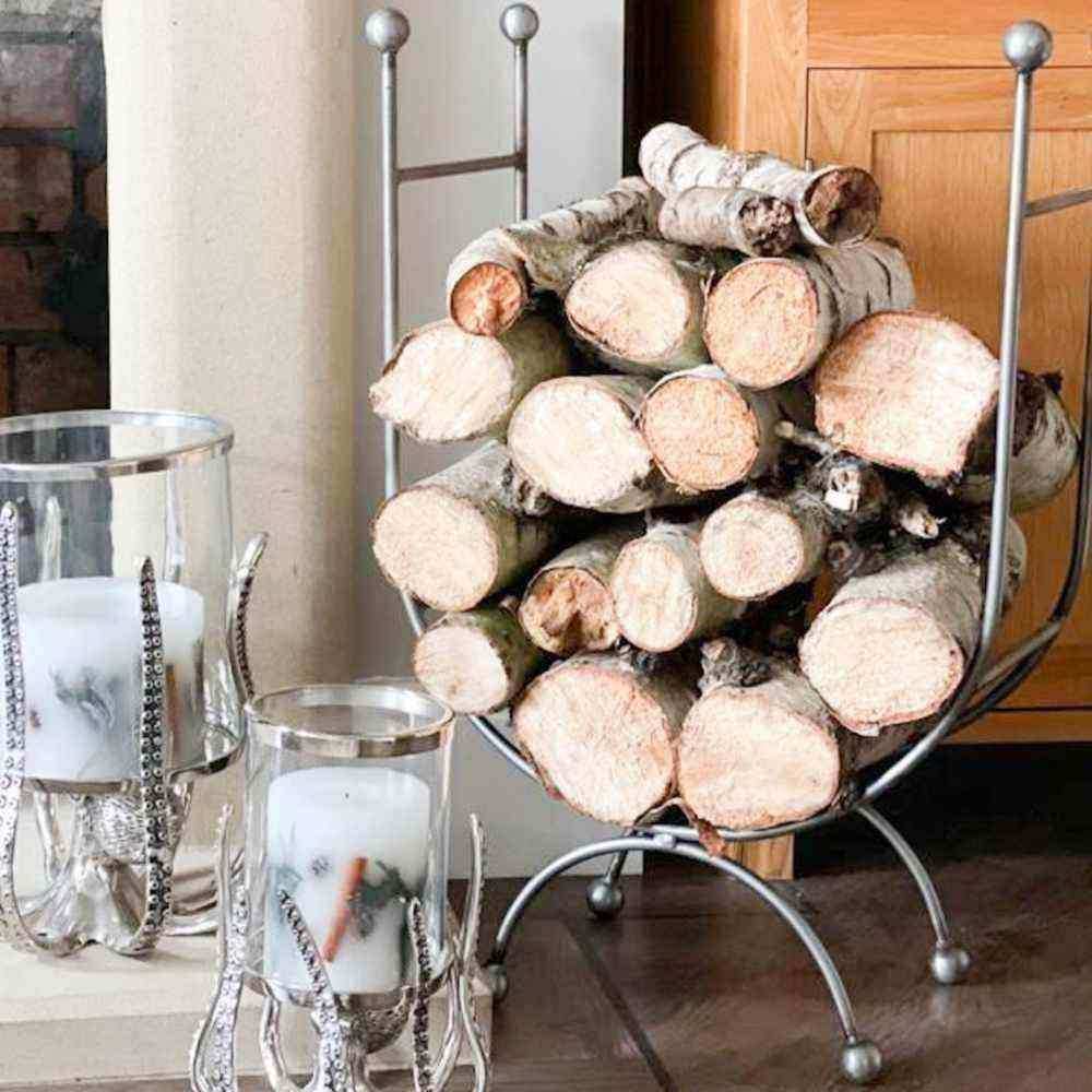 Tall Industrial Styled Curved Log Holder - The Farthing