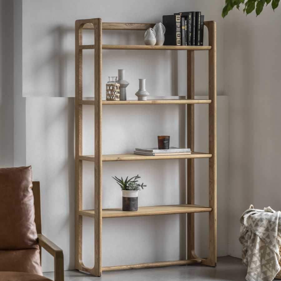 Tall Nordic Oak Open Display Shelf Unit - The Farthing