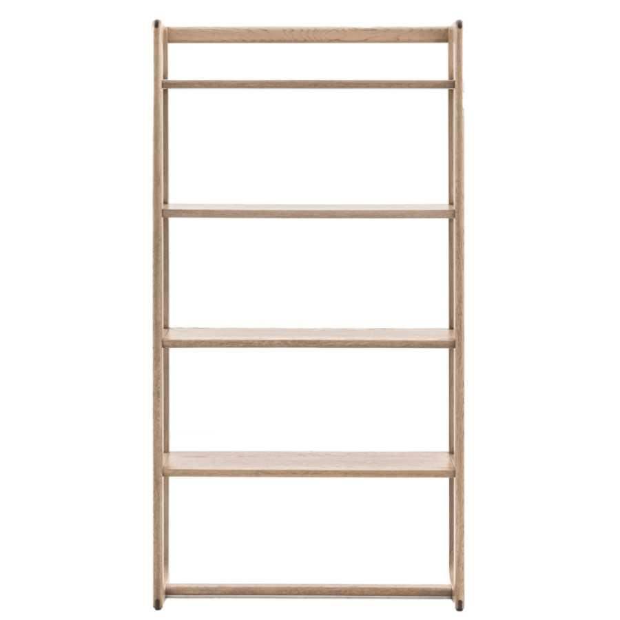 Tall Nordic Smoked Oak Open Display Shelf Unit - The Farthing