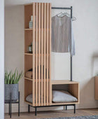 Tall Oak Slatted Open Clothes Rail - The Farthing