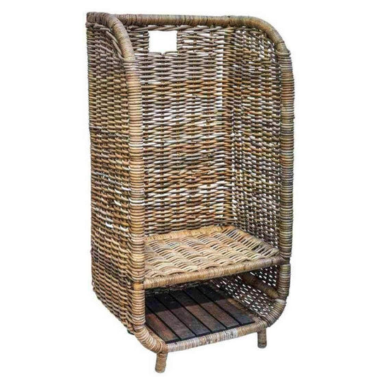 Tall Rattan Log and Kindling Trolley - The Farthing