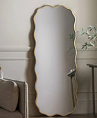 Tall Rustic Gold Wavy Edge Leaner Mirror - The Farthing