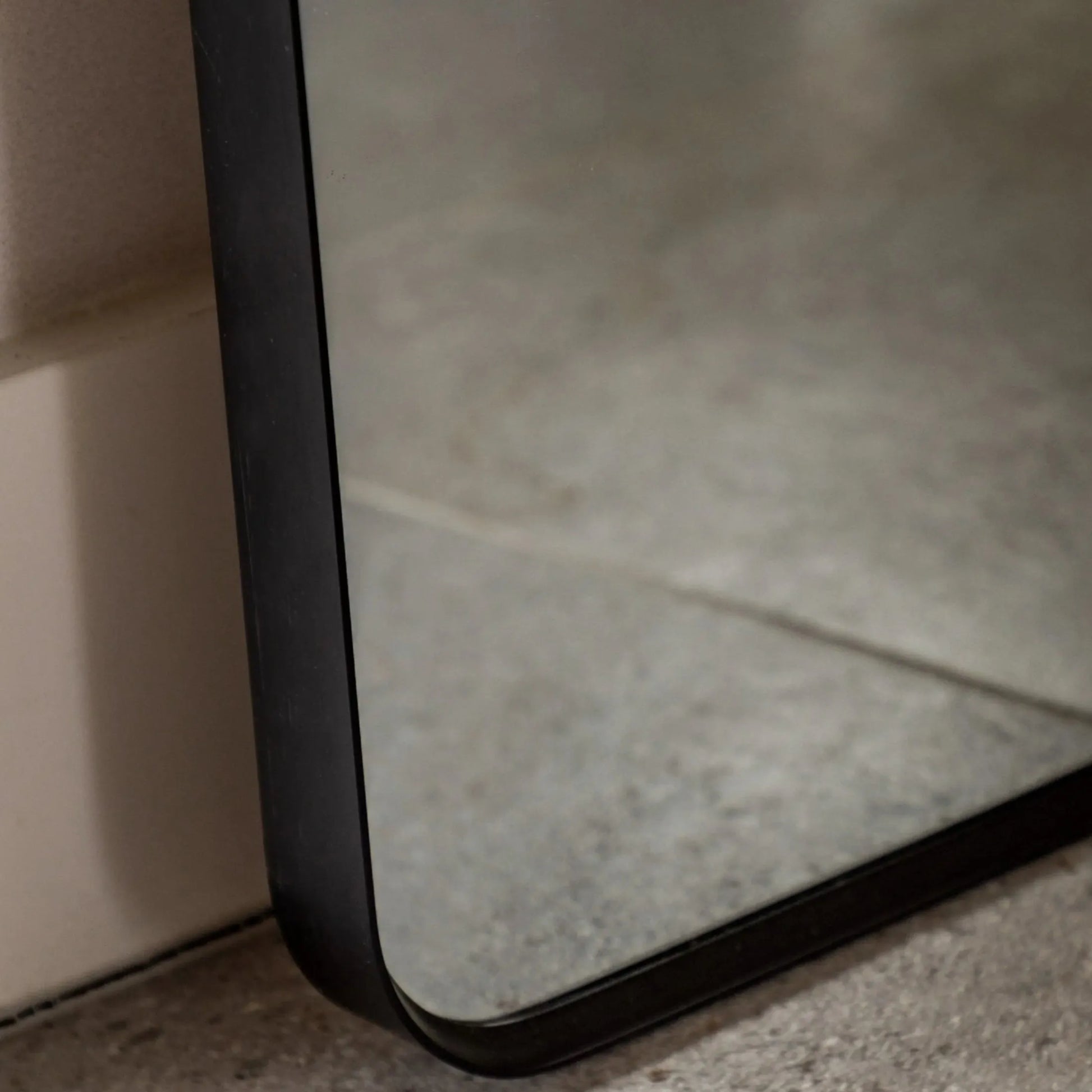 Tall Slim Black Frame Curved Top Leaner Mirror - The Farthing