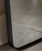 Tall Slim Black Frame Curved Top Leaner Mirror - The Farthing