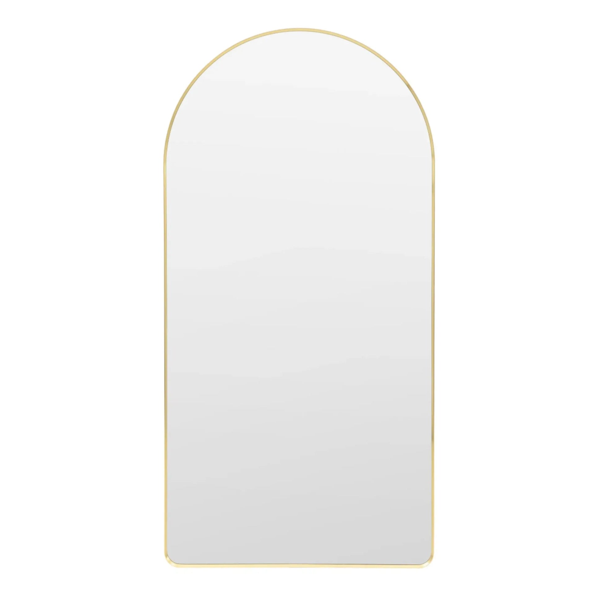 Tall Slim Gold Frame Curved Top Leaner Mirror - The Farthing