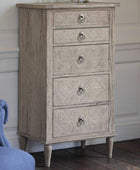 Tall Wooden Parquet Styled Chest Of Drawers - The Farthing