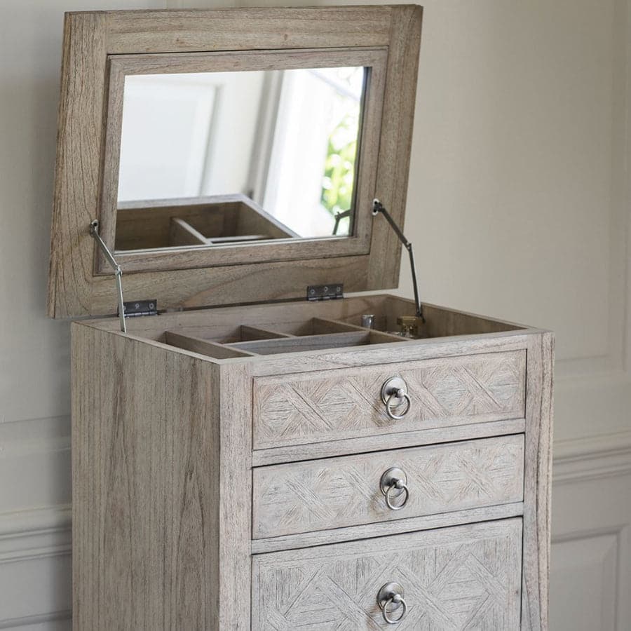 Tall Wooden Parquet Styled Chest Of Drawers - The Farthing