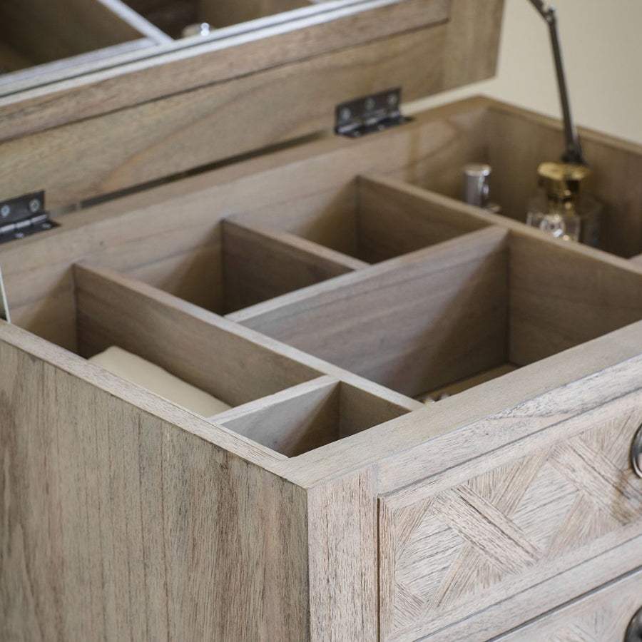 Tall Wooden Parquet Styled Chest Of Drawers - The Farthing