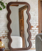 Tall Wooden Wavy Edge Leaner Mirror - The Farthing