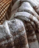 Tan & Cream Checked Faux Mohair Throw - The Farthing