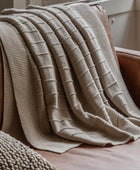 Taupe Subtle Knit Stripe Throw - The Farthing
