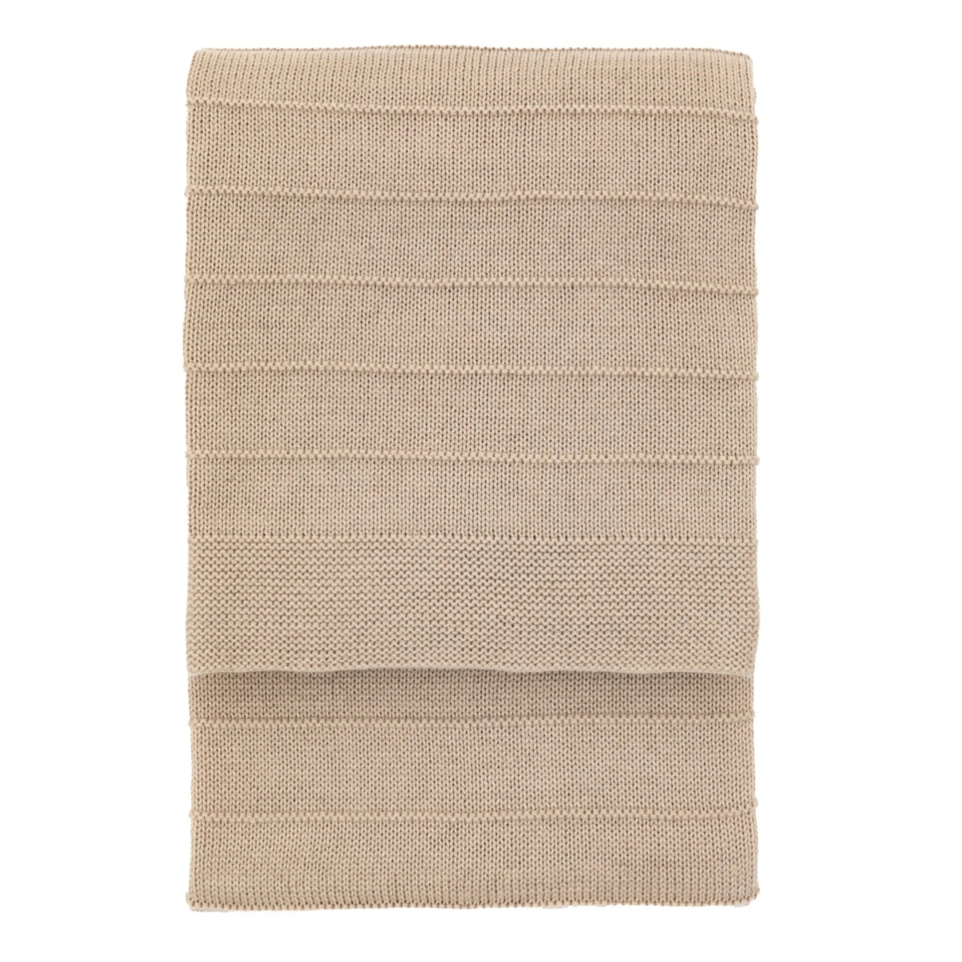 Taupe Subtle Knit Stripe Throw - The Farthing