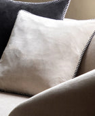 Taupe Velvet Cushion with Black Edge - The Farthing