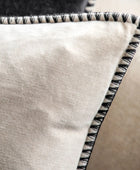 Taupe Velvet Cushion with Black Edge - The Farthing