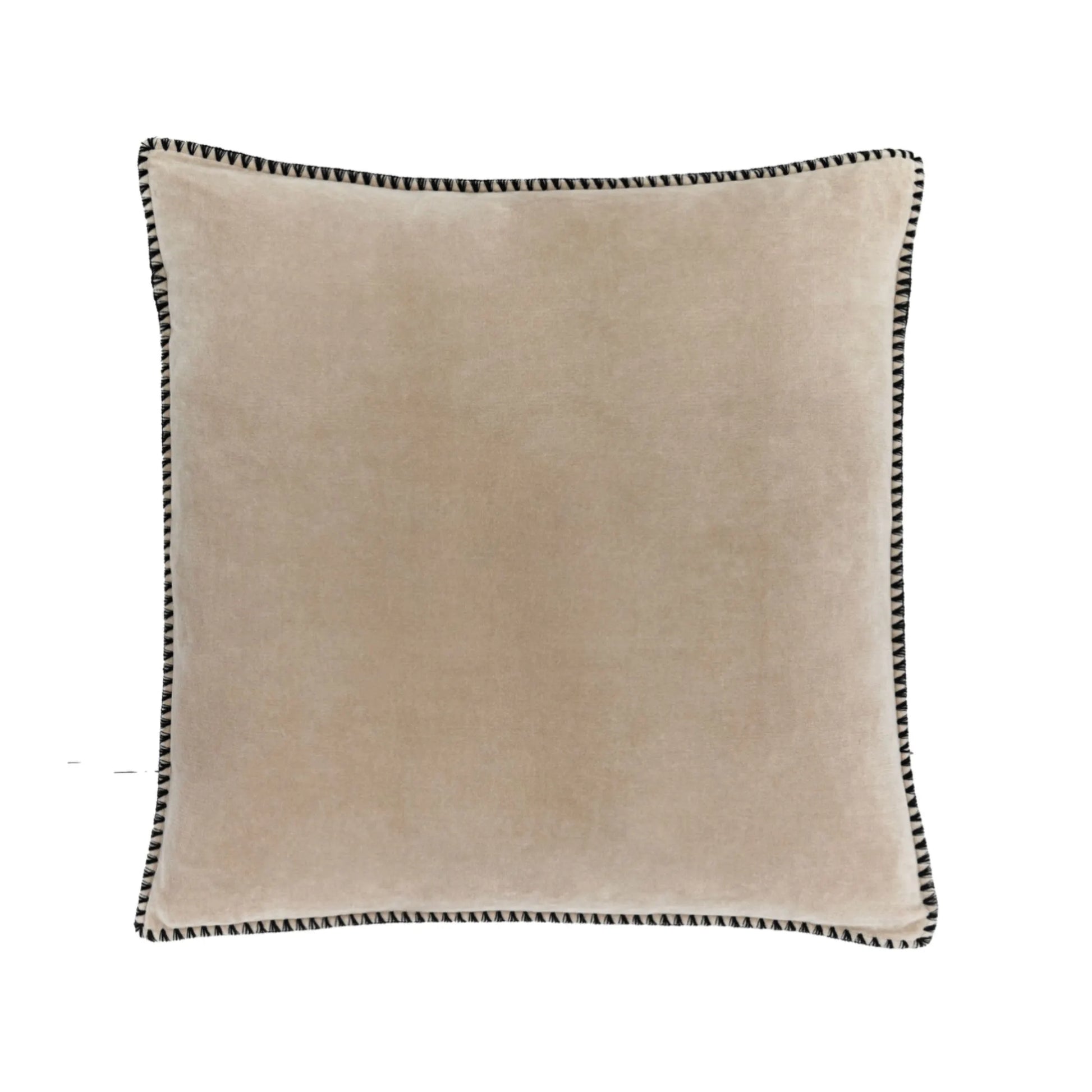 Taupe Velvet Cushion with Black Edge - The Farthing