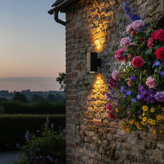 Textured Matt Black Exterior up & Down Wall Light - The Farthing