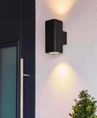 Textured Matt Black Exterior up & Down Wall Light - The Farthing