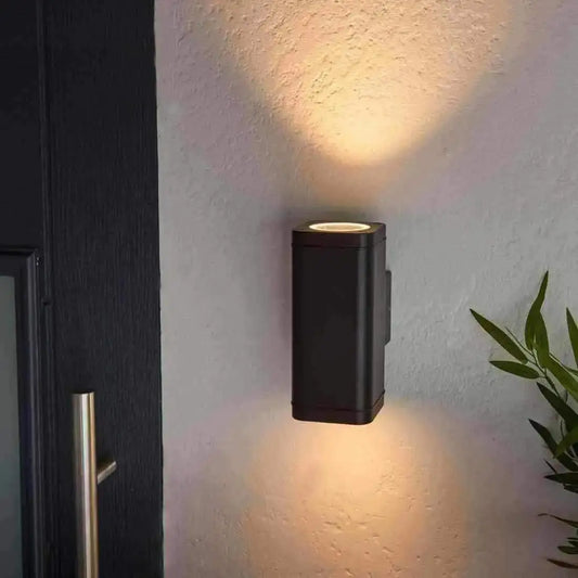 Textured Matt Black Exterior up & Down Wall Light - The Farthing