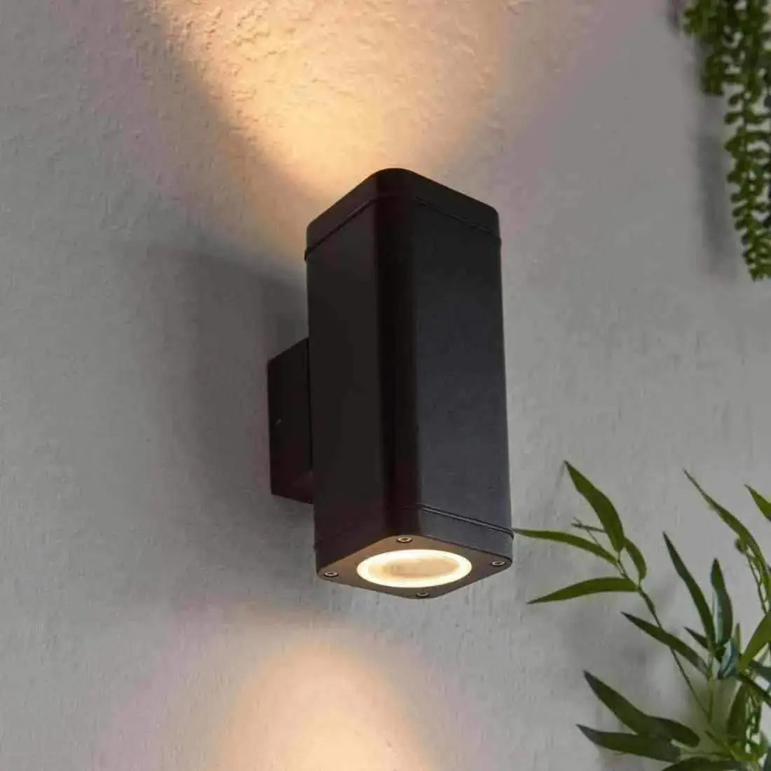 Textured Matt Black Exterior up & Down Wall Light - The Farthing