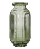 Textured Ribbed Translucent Green Glass Vase - The Farthing