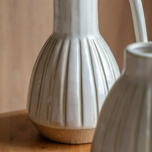 Textured Strips Handled Vase - The Farthing