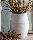 Textured White Terracotta Vase - The Farthing