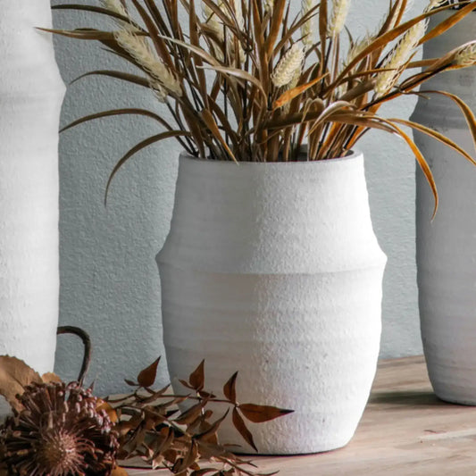 Textured White Terracotta Vase - The Farthing