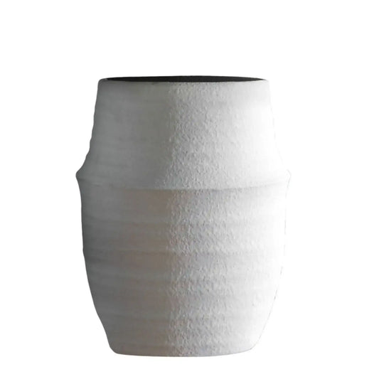 Textured White Terracotta Vase - The Farthing