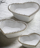 Set of 3 Stoneware Heart Shaped Bowls - The Farthing