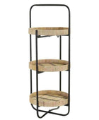 Three Tier Bamboo & Iron Round Side Table - The Farthing