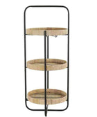 Three Tier Bamboo & Iron Round Side Table - The Farthing