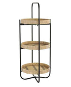 Three Tier Bamboo & Iron Round Side Table - The Farthing