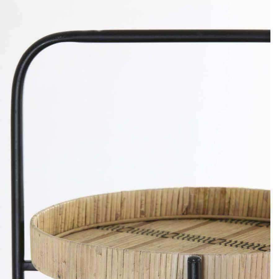 Three Tier Bamboo & Iron Round Side Table - The Farthing