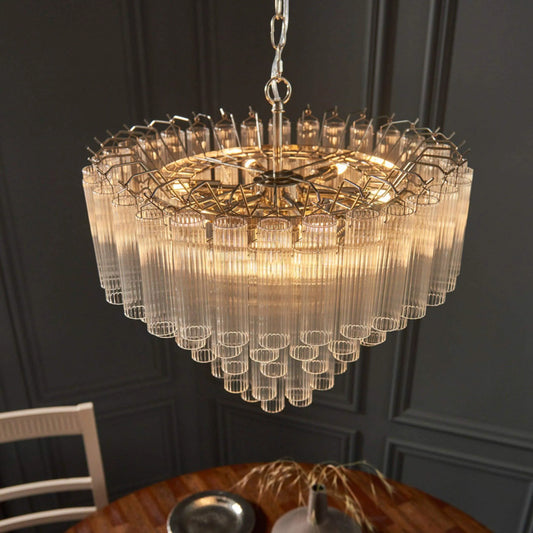 Tiered Tubular Glass Chandelier Pendant Light - The Farthing