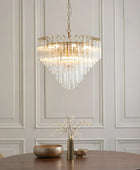 Tiered Tubular Glass Gold Chandelier Pendant Light - The Farthing