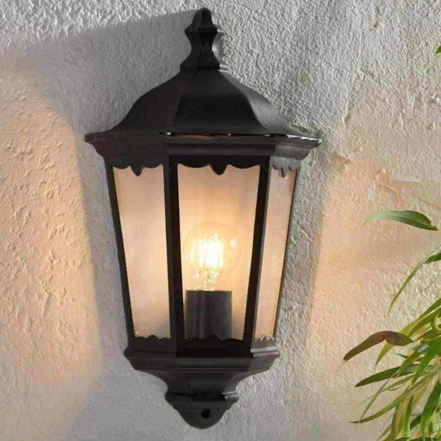 Traditional Black Metal and Glass Porch Light - The Farthing