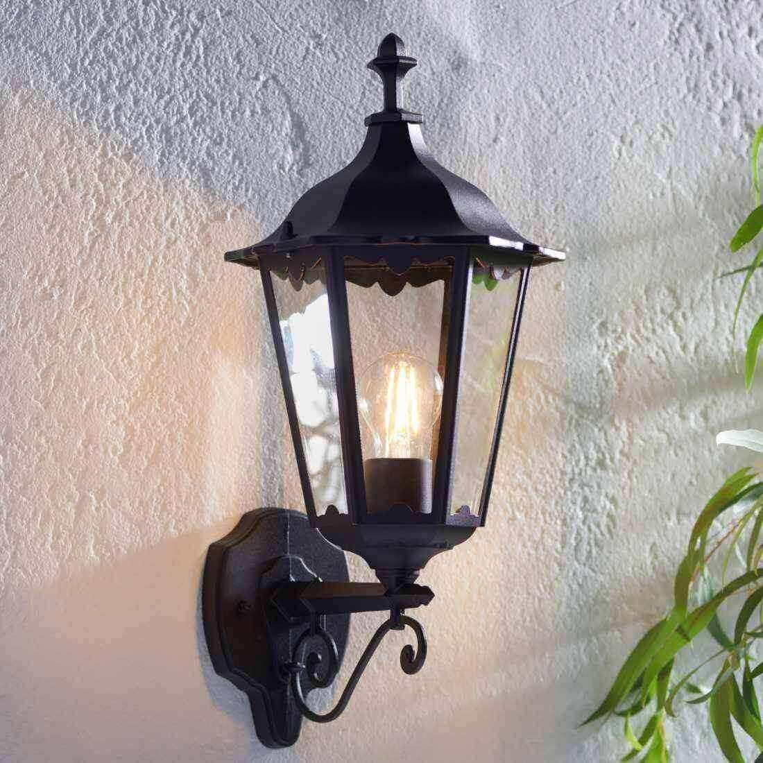 Traditional Exterior Mounted Black Metal and Glass Wall Light - The Farthing