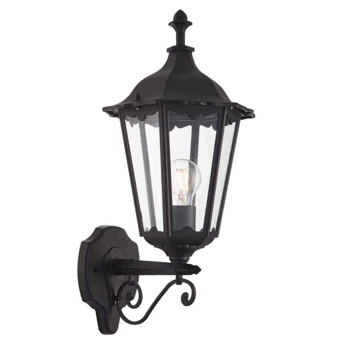 Traditional Exterior Mounted Black Metal and Glass Wall Light - The Farthing