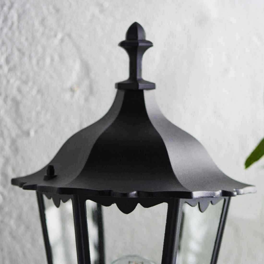 Traditional Exterior Mounted Black Metal and Glass Wall Light - The Farthing