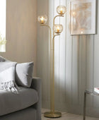 Triple Champagne Lustre Glass Globe Floor Lamp - The Farthing