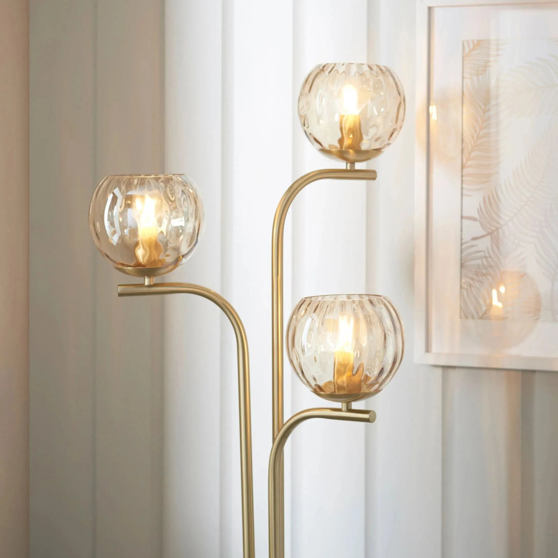 Triple Champagne Lustre Glass Globe Floor Lamp - The Farthing