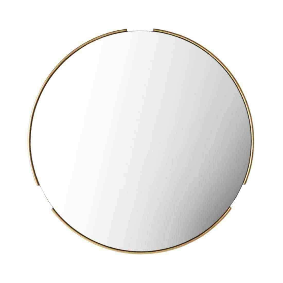 Tubular Notched Metal Frame Gold Round Mirror - The Farthing