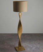 Twisted Wood Effect Floor Lamp & Shade - The Farthing