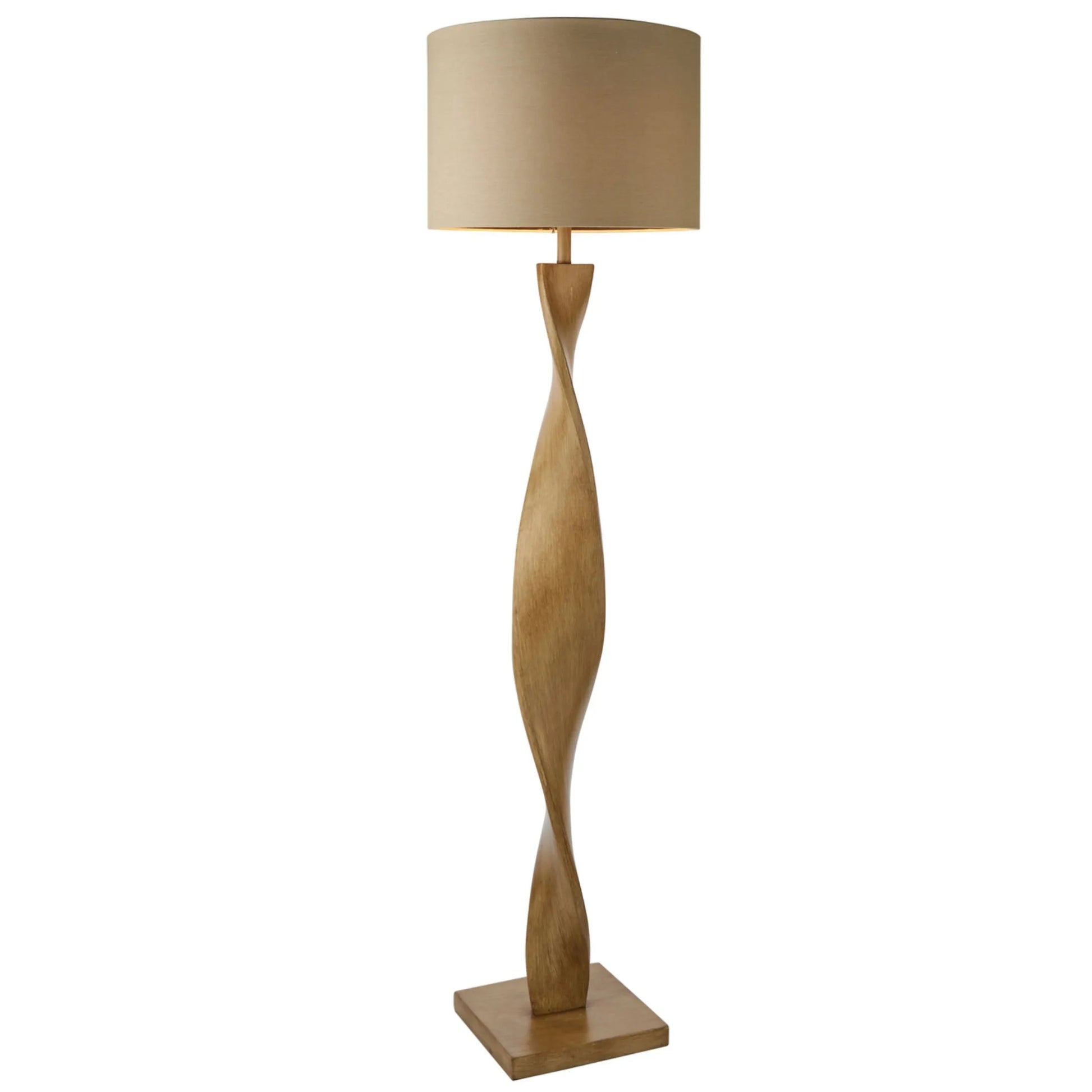 Twisted Wood Effect Floor Lamp & Shade - The Farthing