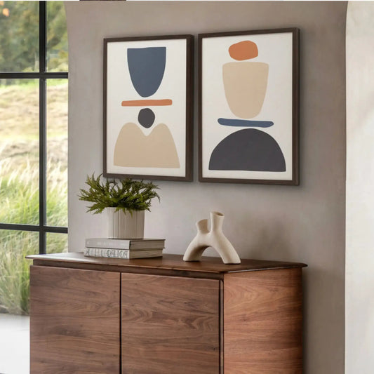 Two Abstract Framed Print Set - The Farthing