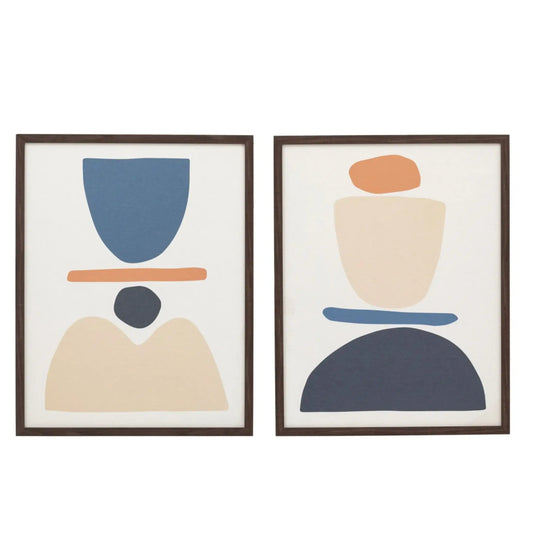 Two Abstract Framed Print Set - The Farthing