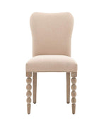 Two Beaded Edge Oak Dining Chairs with Padded Fabric Top - The Farthing