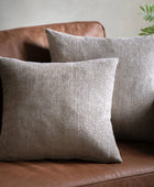 Two Cream Chenille Weave Pattern Cushions - The Farthing