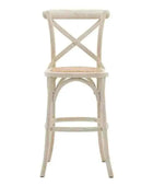 Two Cross Back Weathered White Counter Stools - The Farthing